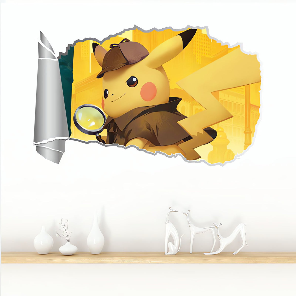 3D Detective Pikachu wall sticker, 60x40cm