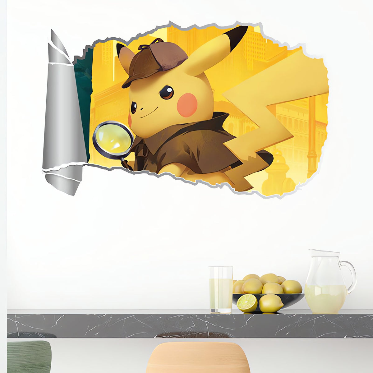 3D Detective Pikachu wall sticker, 60x40cm – photo 3