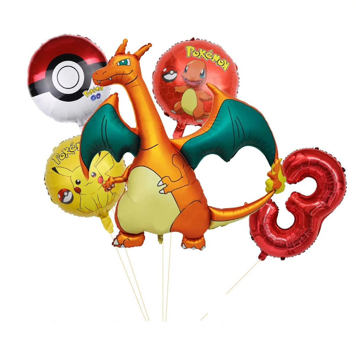 Charizard birthday balloon set – Age 3