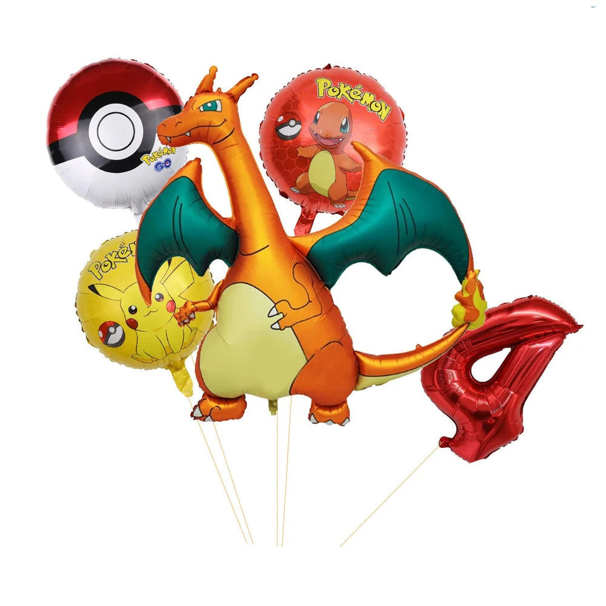 Charizard birthday balloon set – Age 4