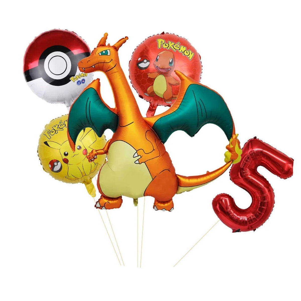 Charizard birthday balloon set – Age 5