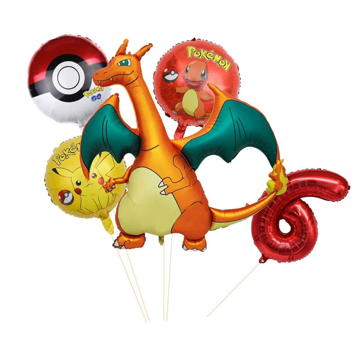 Charizard birthday balloon set – Age 6