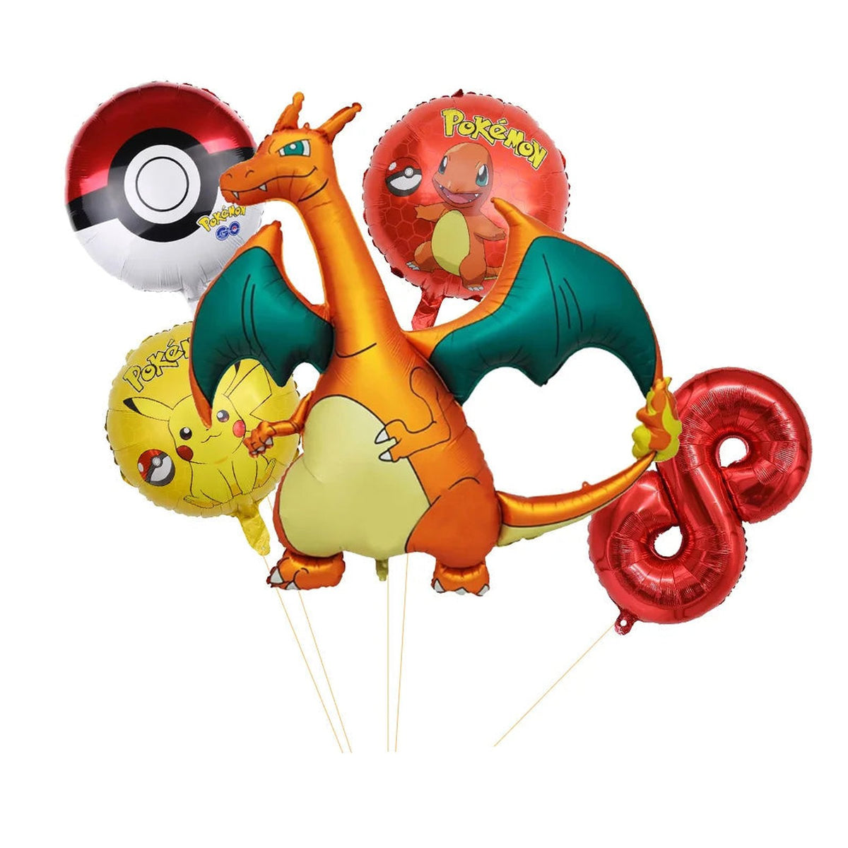 Charizard birthday balloon set – Age 8
