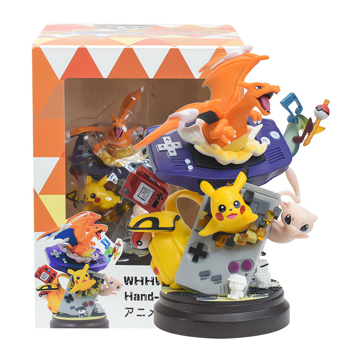Gyarados statue bursting from a Game Boy and Switch