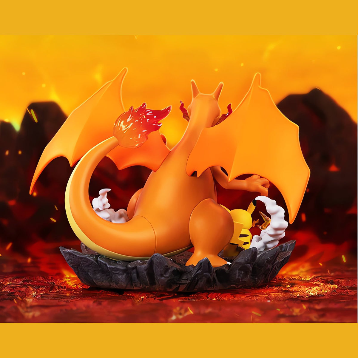 Charizard and Pikachu statue on a rocky base – photo 5