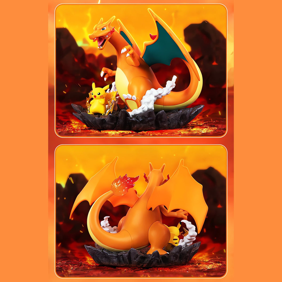 Charizard and Pikachu statue on a rocky base – photo 6