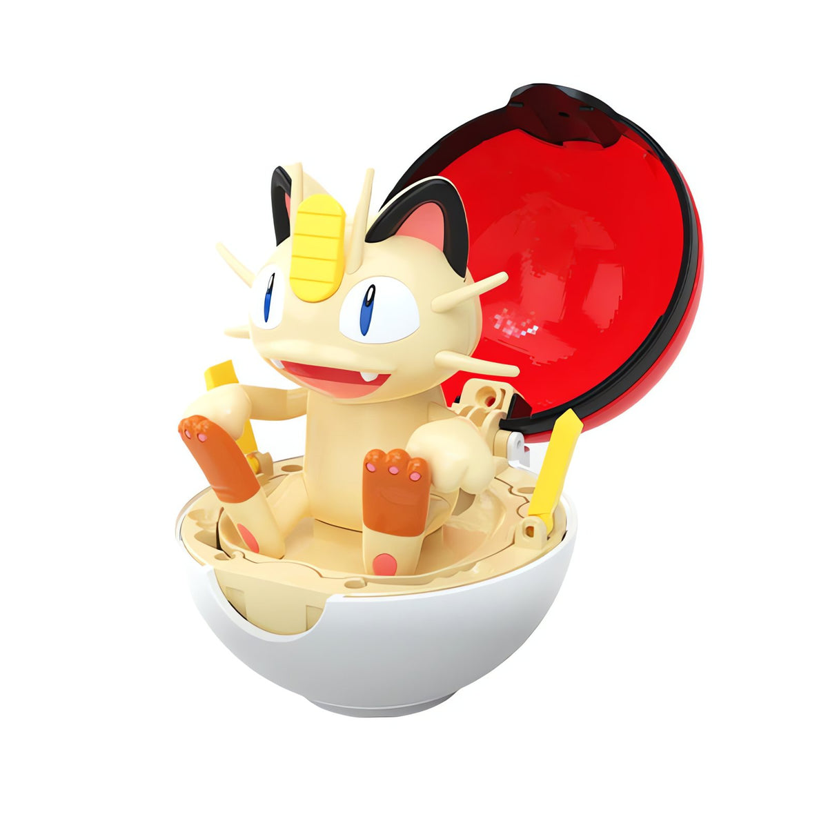 Pokémon figure in a fold-open Poké Ball – Meowth