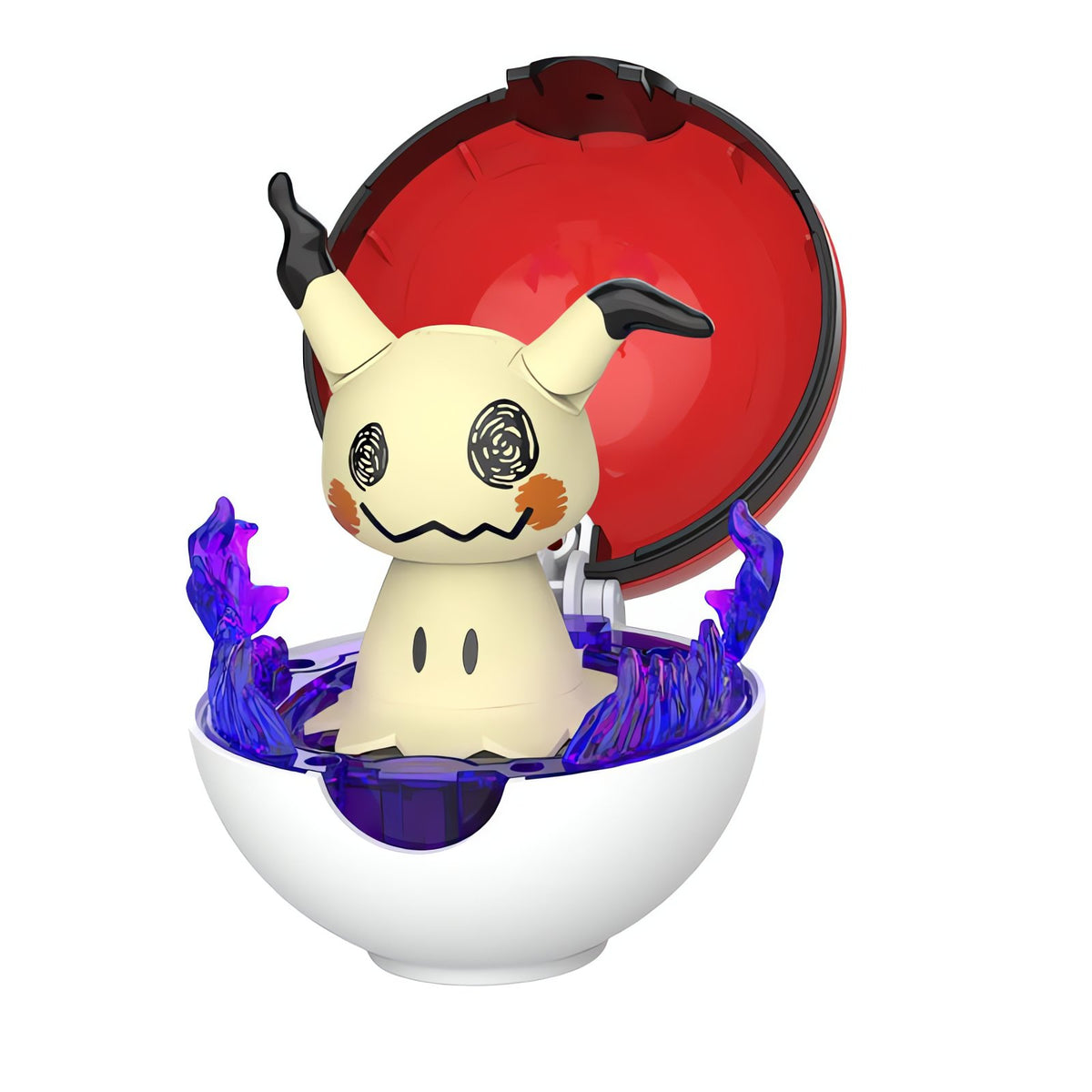 Pokémon figure in a fold-open Poké Ball – Mimikyu