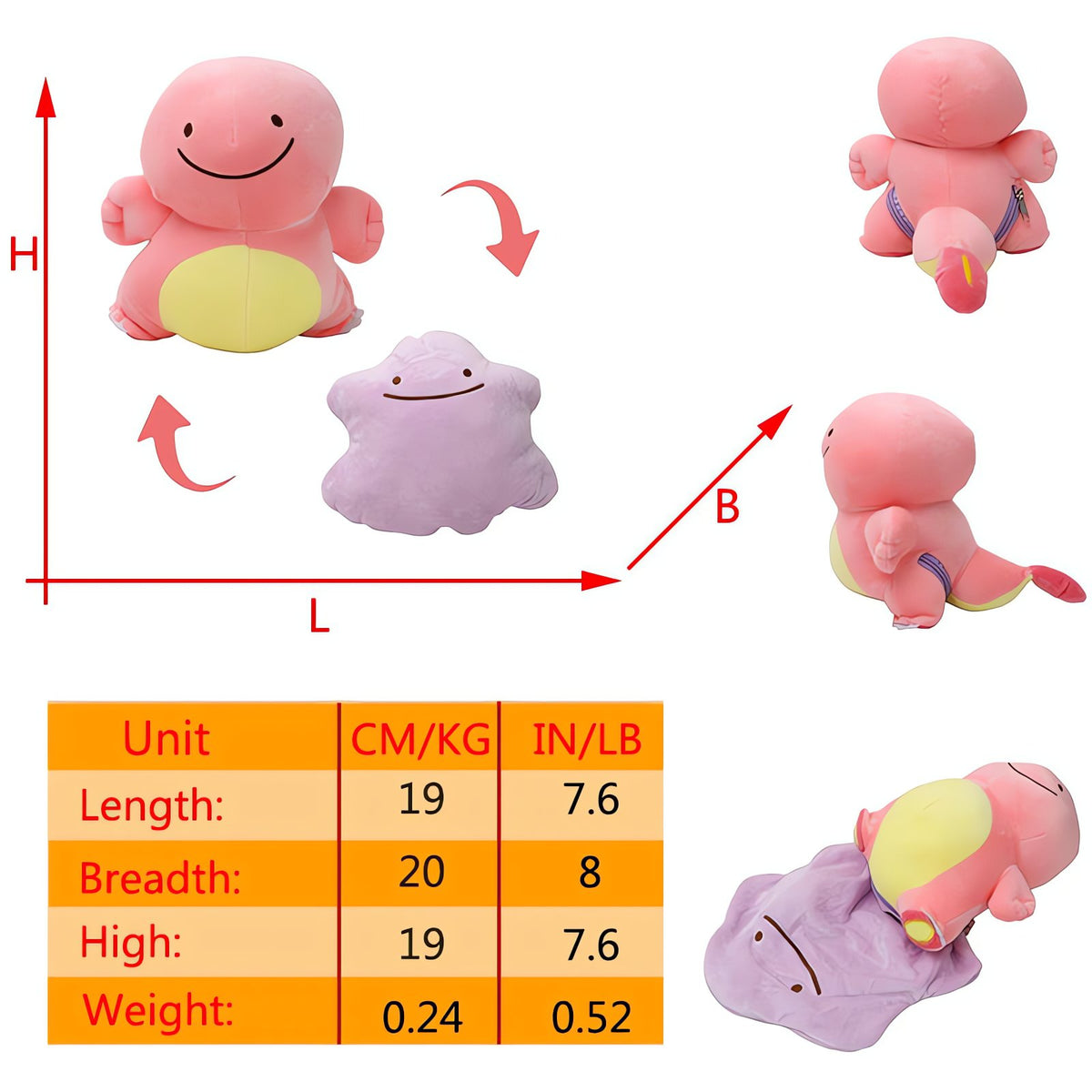 Ditto Flip 2-in-1 plush toy – Charmander
