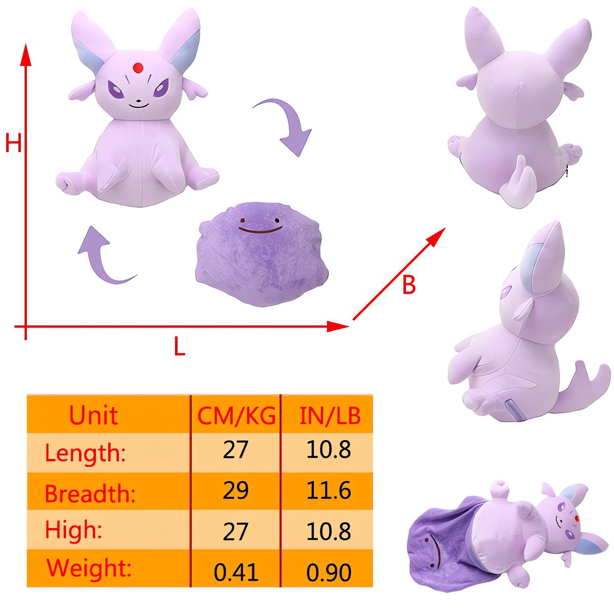 Ditto Flip 2-in-1 plush toy – Espeon