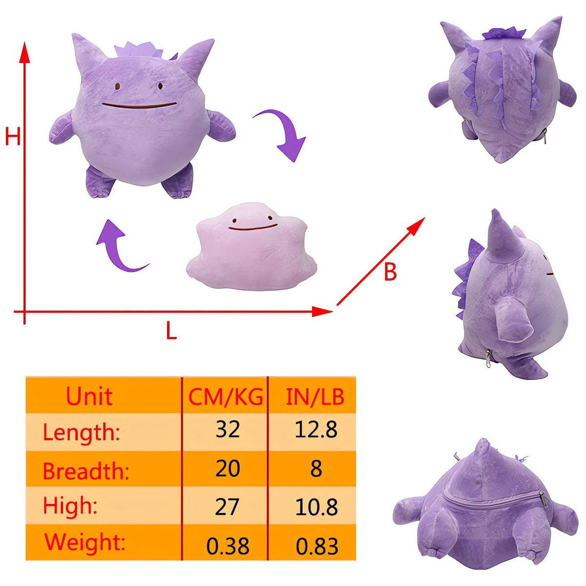 Ditto Flip 2-in-1 plush toy – Gengar