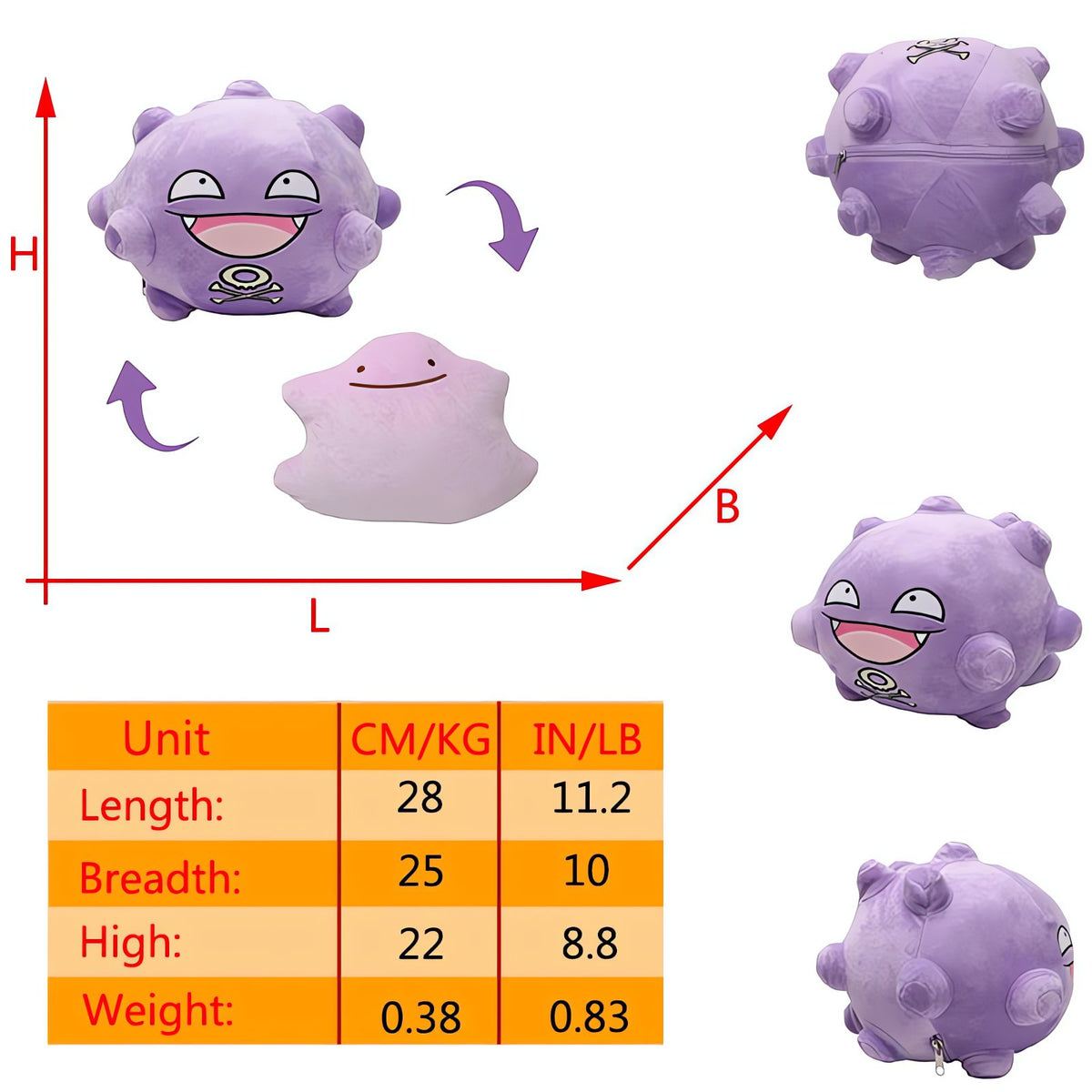 Ditto Flip 2-in-1 plush toy – Koffing