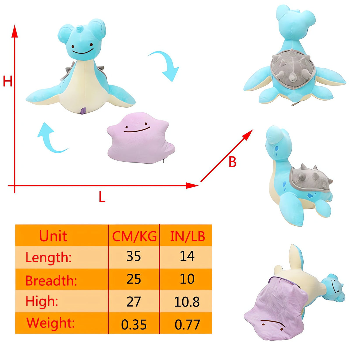 Ditto Flip 2-in-1 plush toy – Lapras
