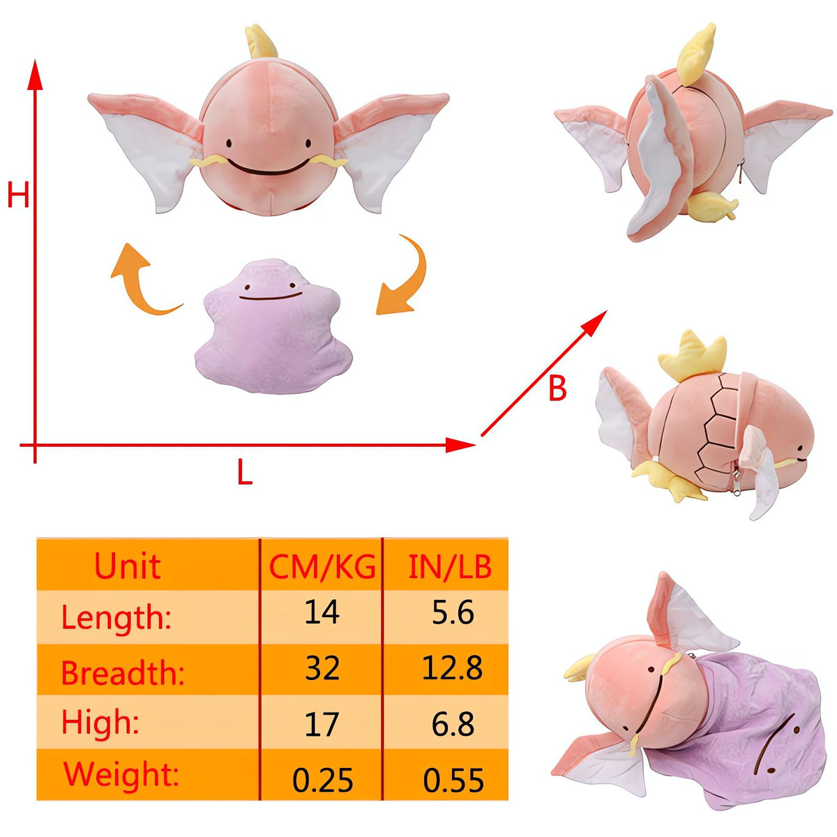 Ditto Flip 2-in-1 plush toy – Magikarp