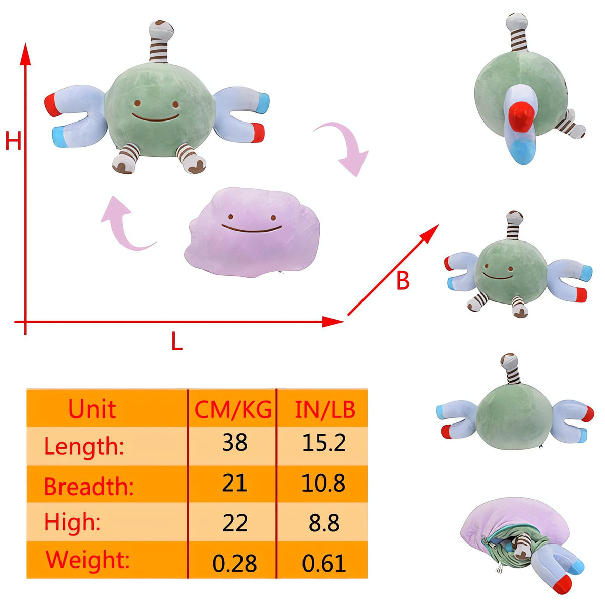Ditto Flip 2-in-1 plush toy – Magnemite