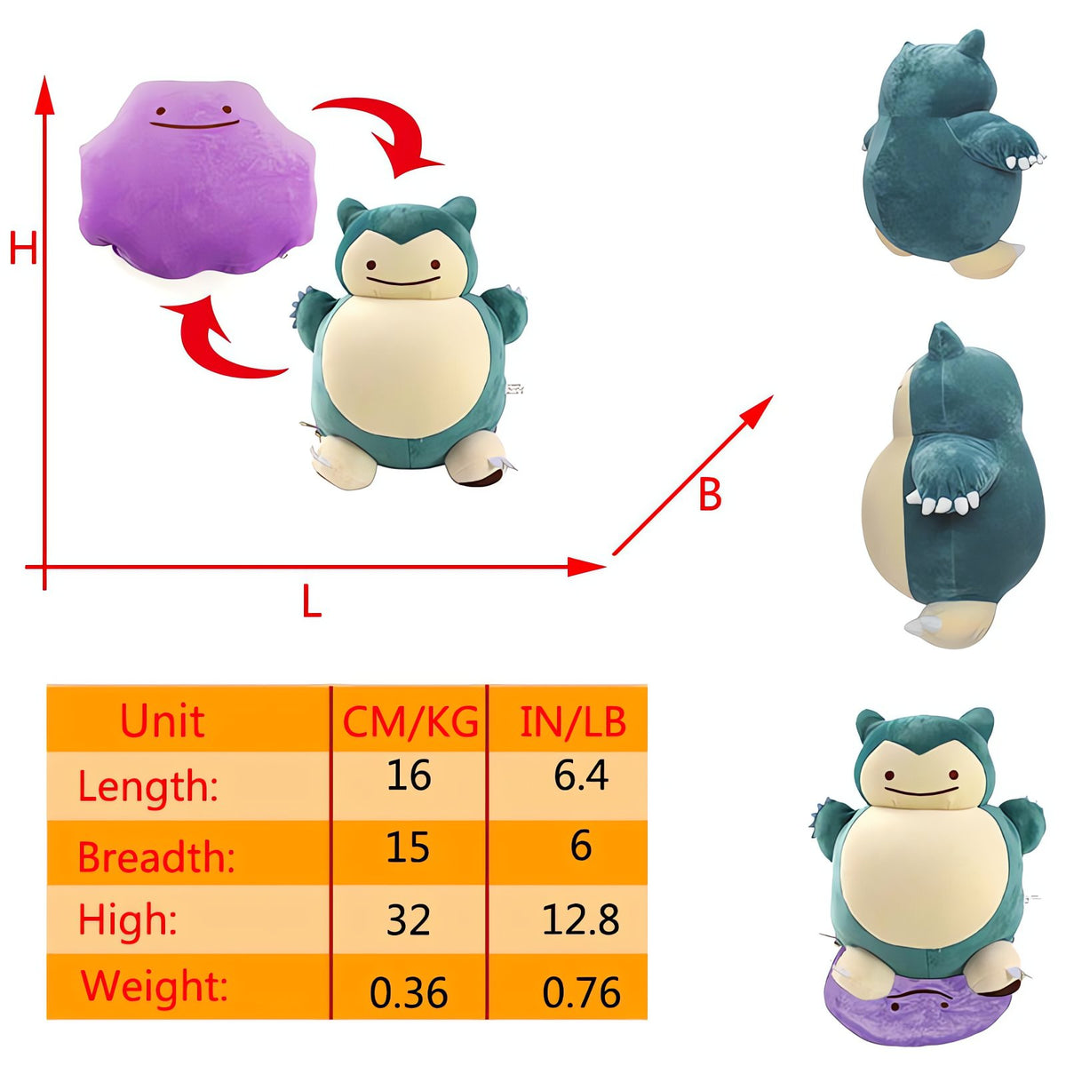 Ditto Flip 2-in-1 plush toy – Snorlax