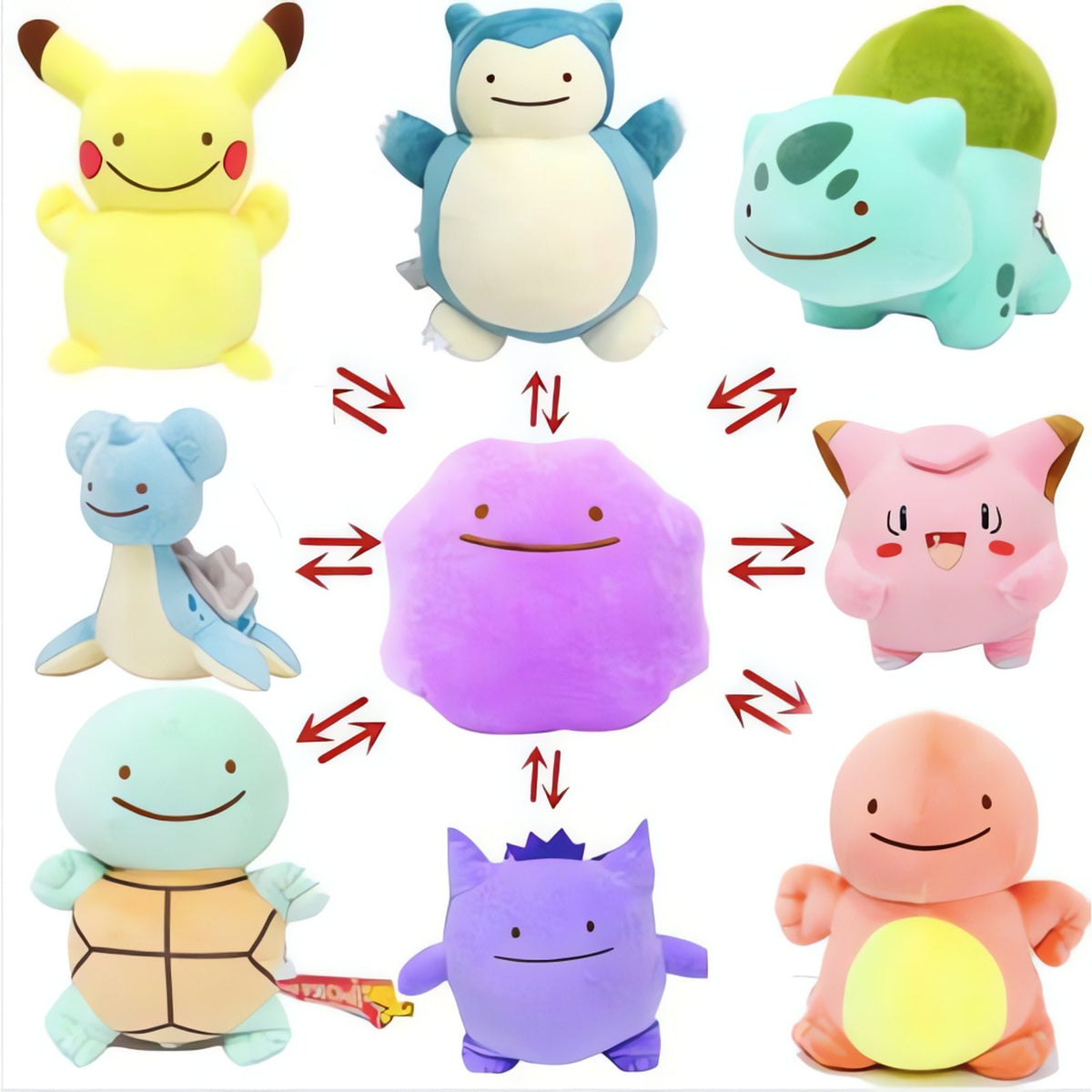 Ditto transform plush toy with zip, 25cm