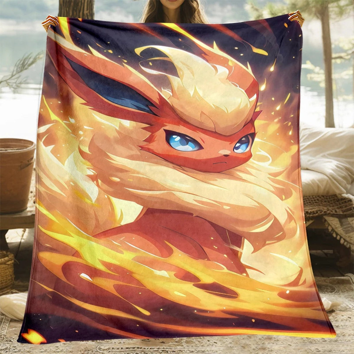 Eevee evolutions flannel blanket – Flareon