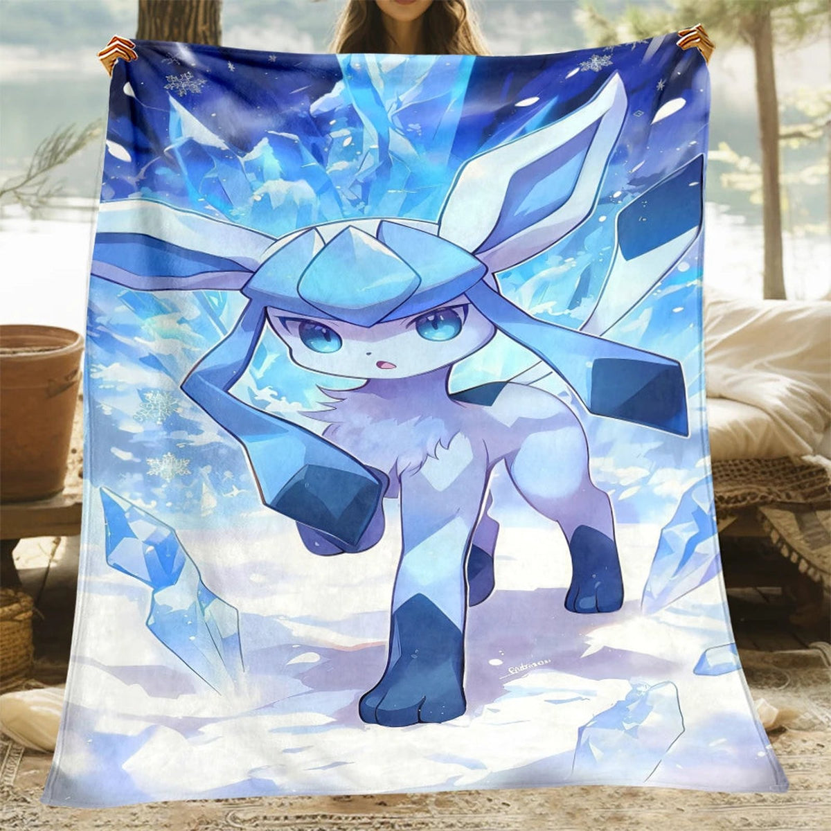 Eevee evolutions flannel blanket – Glaceon