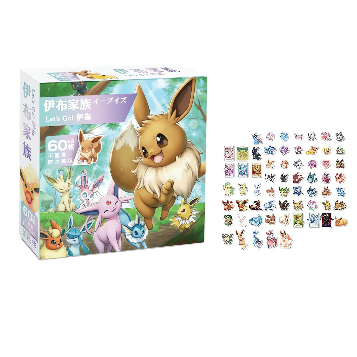 Eevee and Pokémon stickers in a gift box – Eevee (60 stickers)