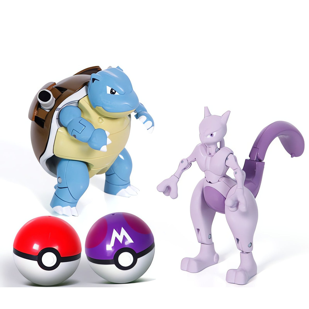 Extra-large Poké Ball with Pokémon figure – Blastoise & Mewtwo