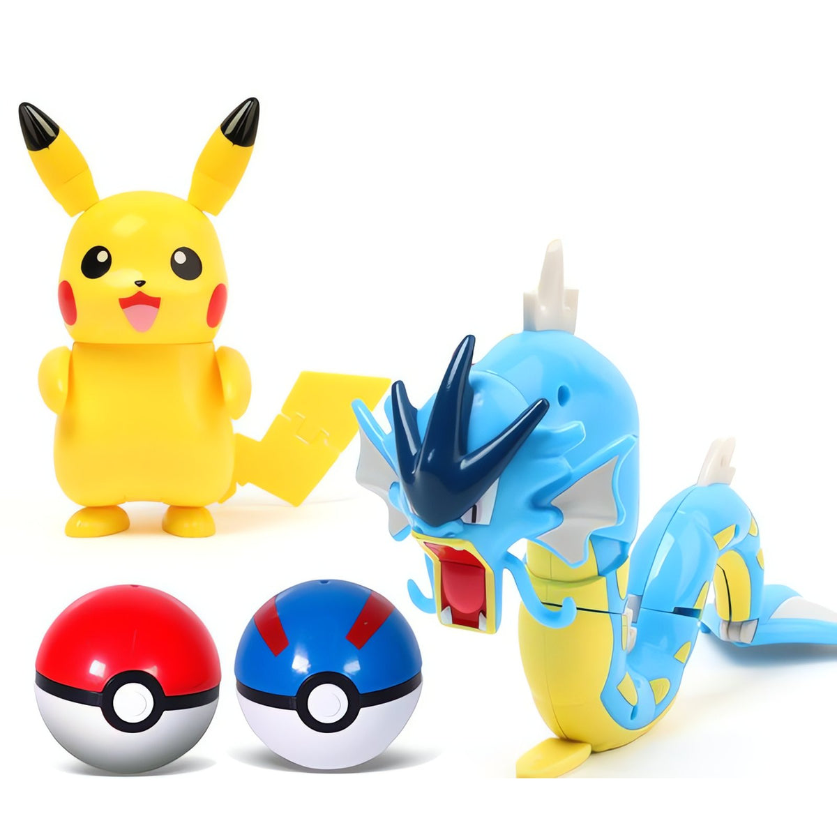 Extra-large Poké Ball with Pokémon figure – Pikachu & Gyarados