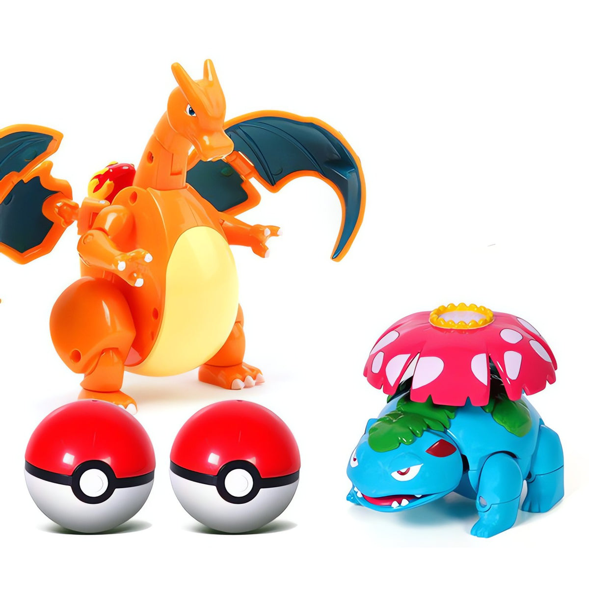 Extra-large Poké Ball with Pokémon figure – Venusaur & Charizard