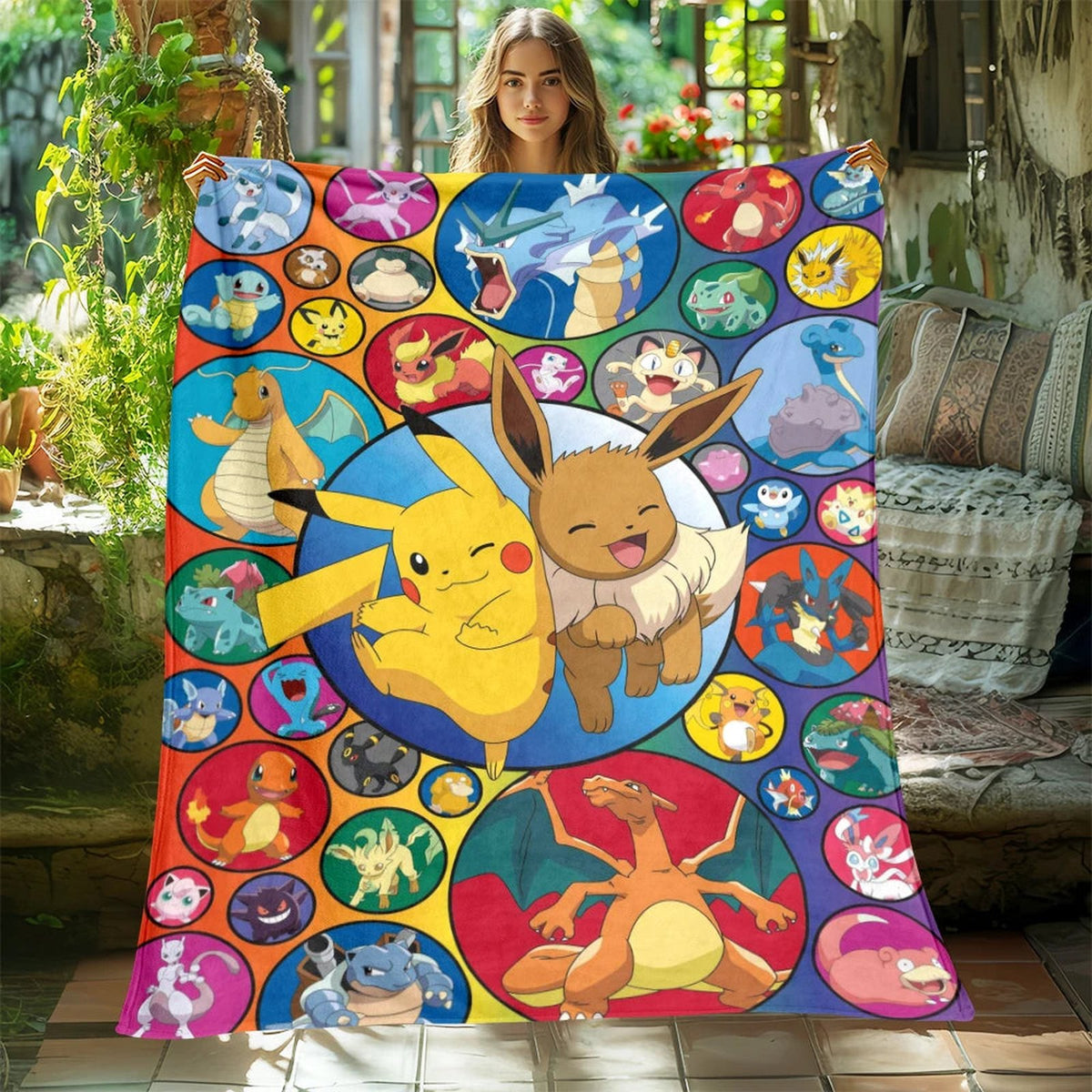 Fluffy Pokémon blanket with Pikachu and Eevee – photo 2