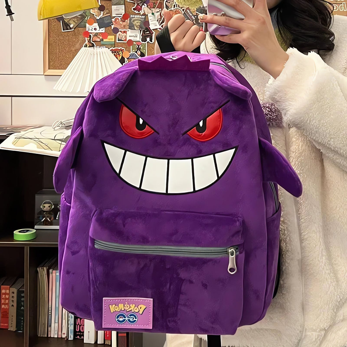 Gengar backpack, available in black or purple – photo 2