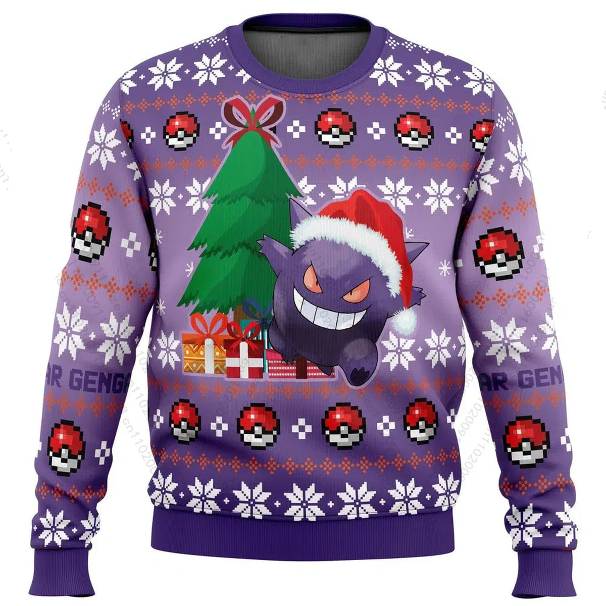 Gengar Christmas jumper with knit-look design