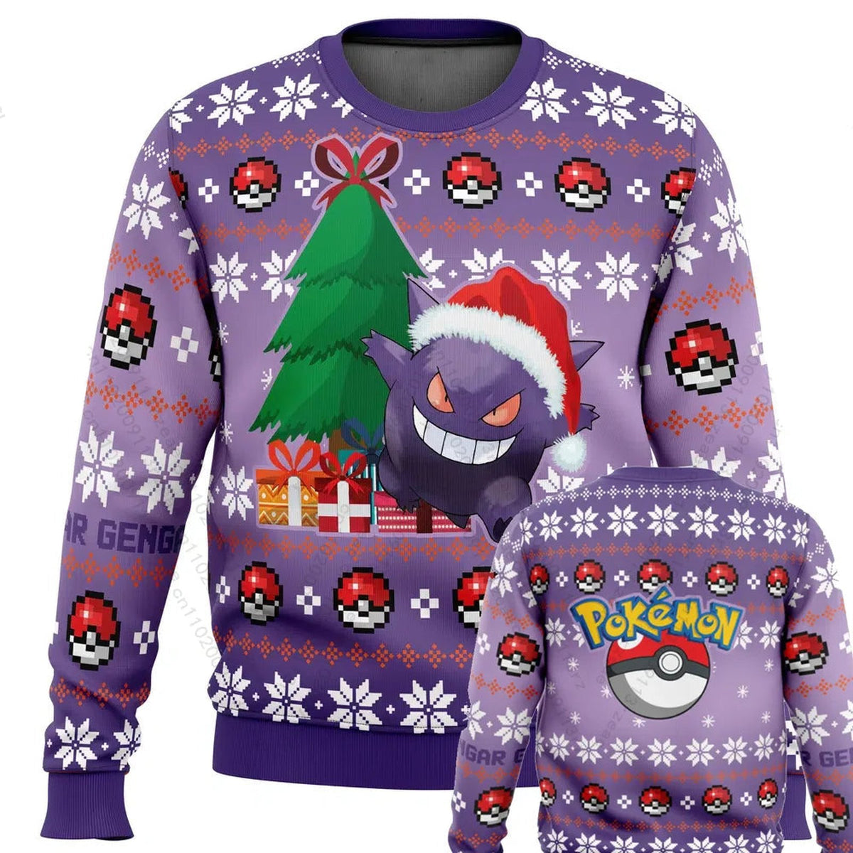 Gengar Christmas jumper with knit-look design – 100