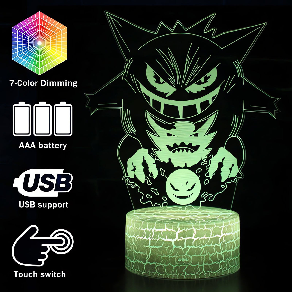 Gengar 3D LED night light – photo 3