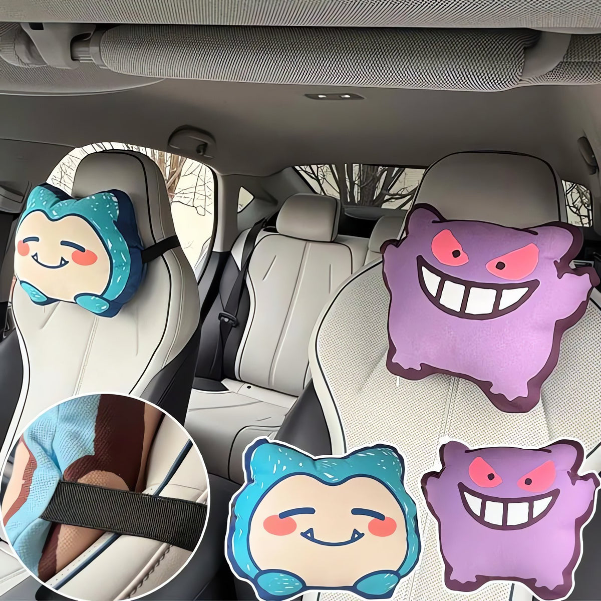 Gengar or Snorlax car neck pillow