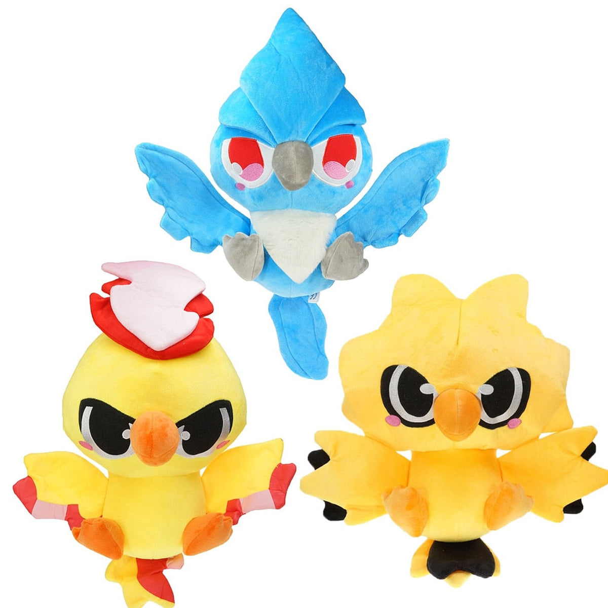 Kawaii Articuno, Zapdos and Moltres plush toys