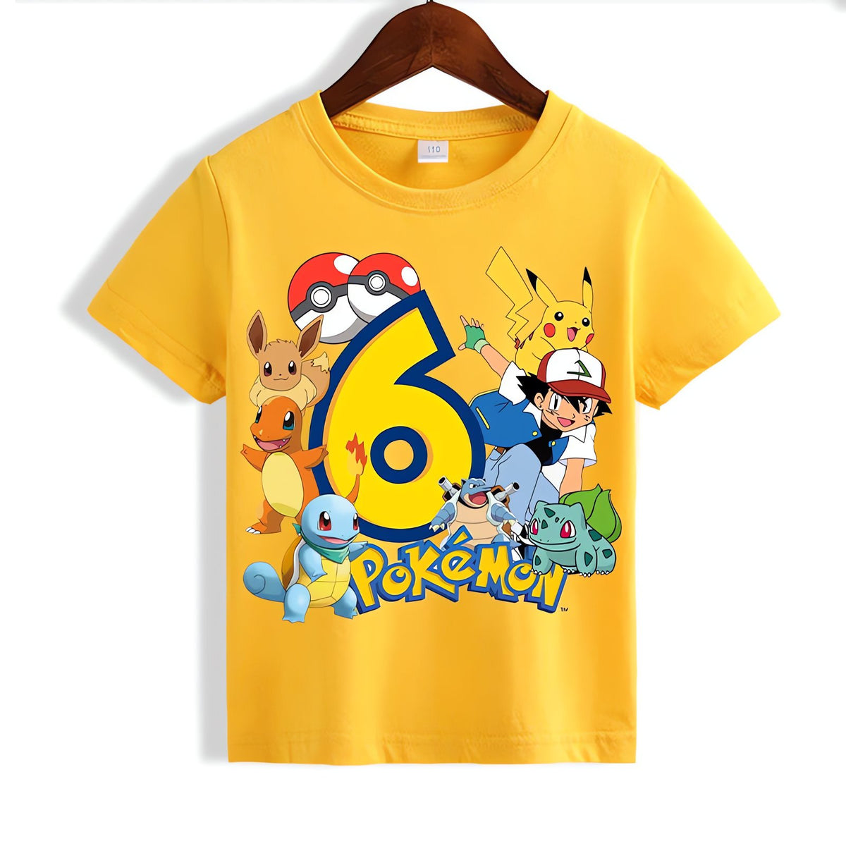Yellow Pikachu birthday T-shirt for kids