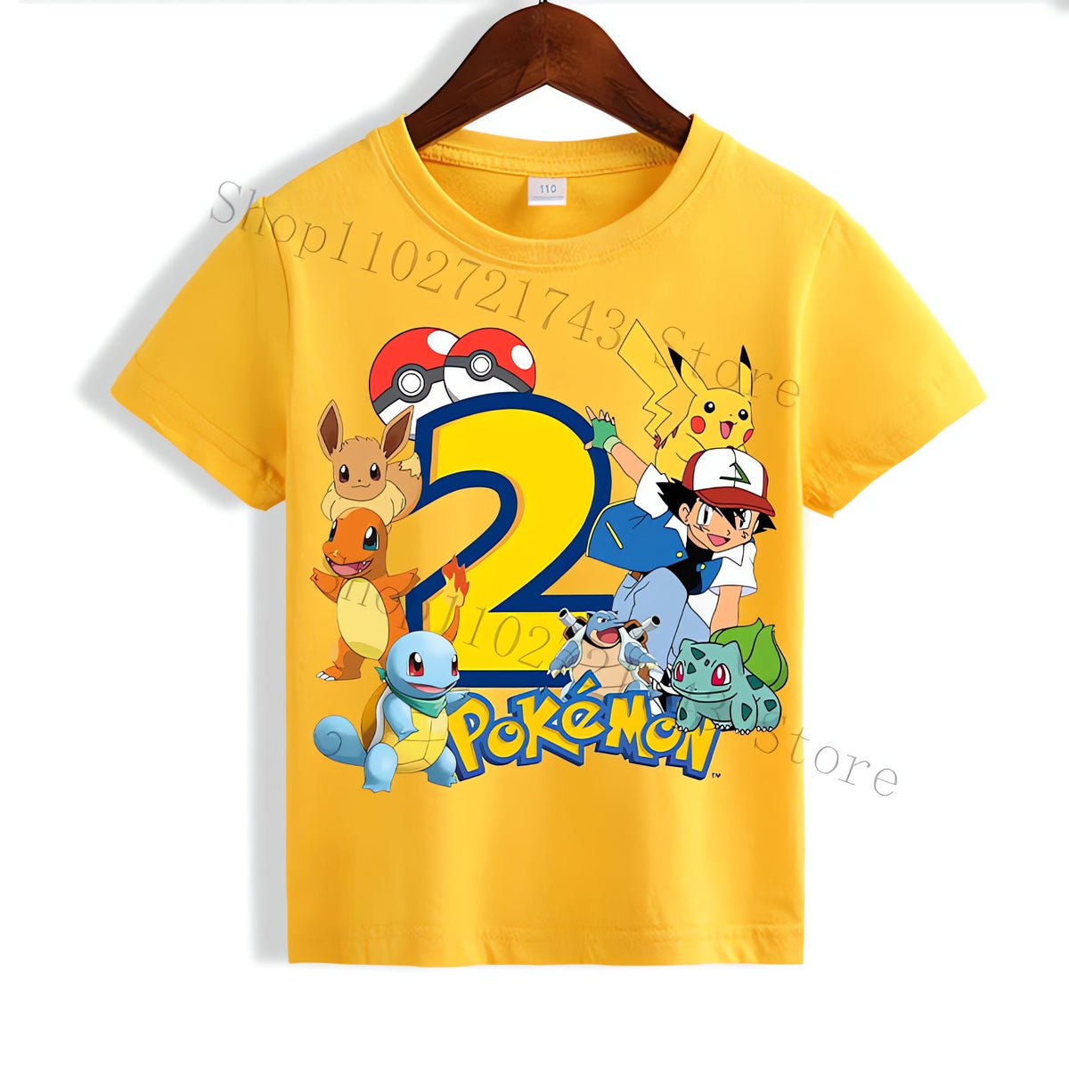 Yellow Pikachu birthday T-shirt for kids – 2