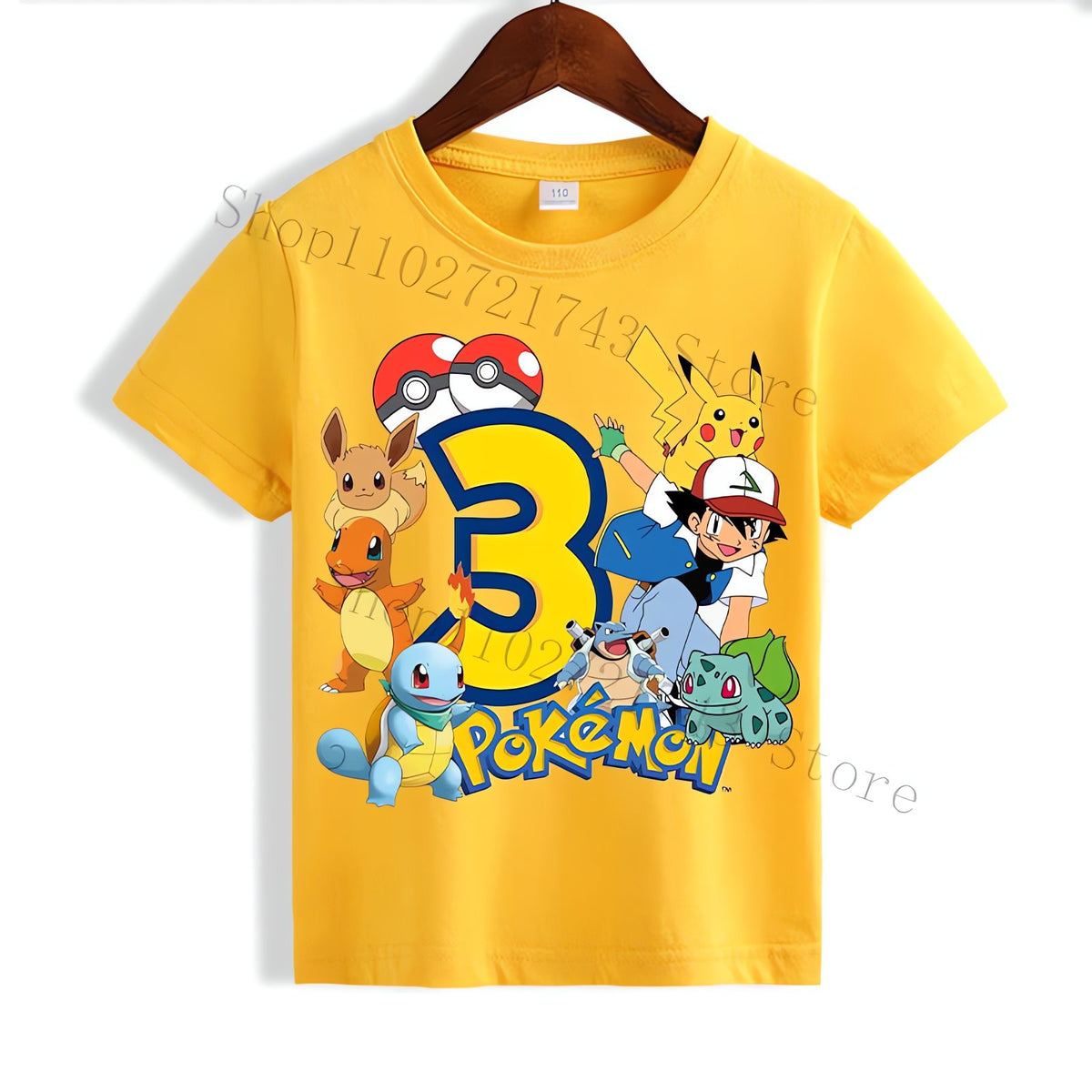 Yellow Pikachu birthday T-shirt for kids – 3