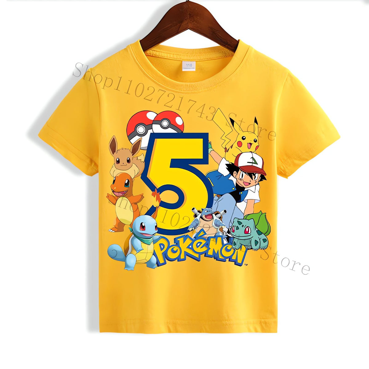 Yellow Pikachu birthday T-shirt for kids – 5