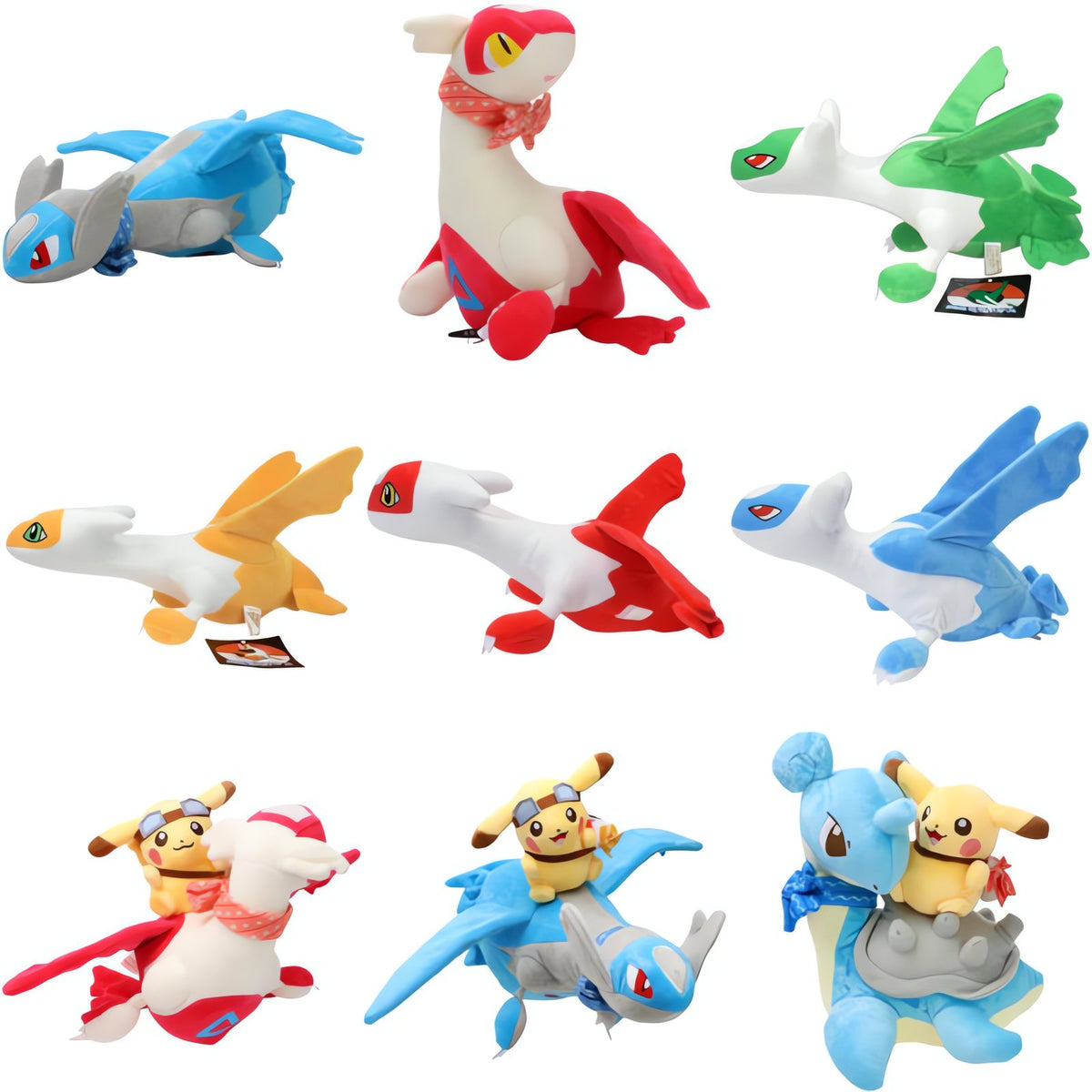 Latias, Latios and Lapras plush toys