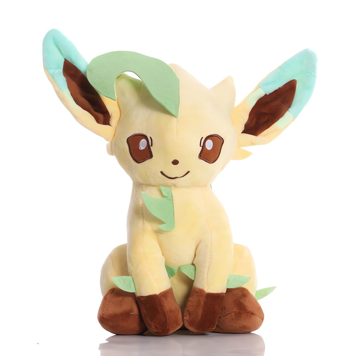 Leafeon plush toy sitting upright, 25cm