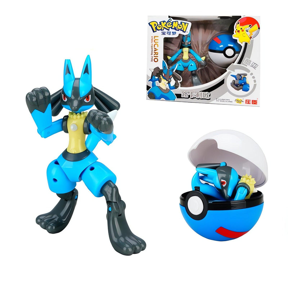 Lucario transforming Poké Ball toy