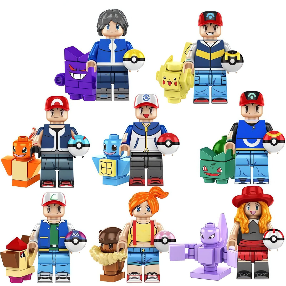 Mini trainer figure with Pokémon and Poké Ball