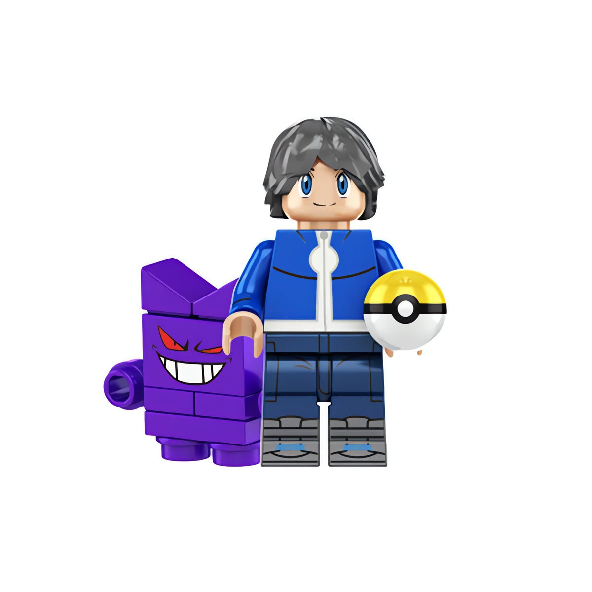 Mini trainer figure with Pokémon and Poké Ball – Gengar