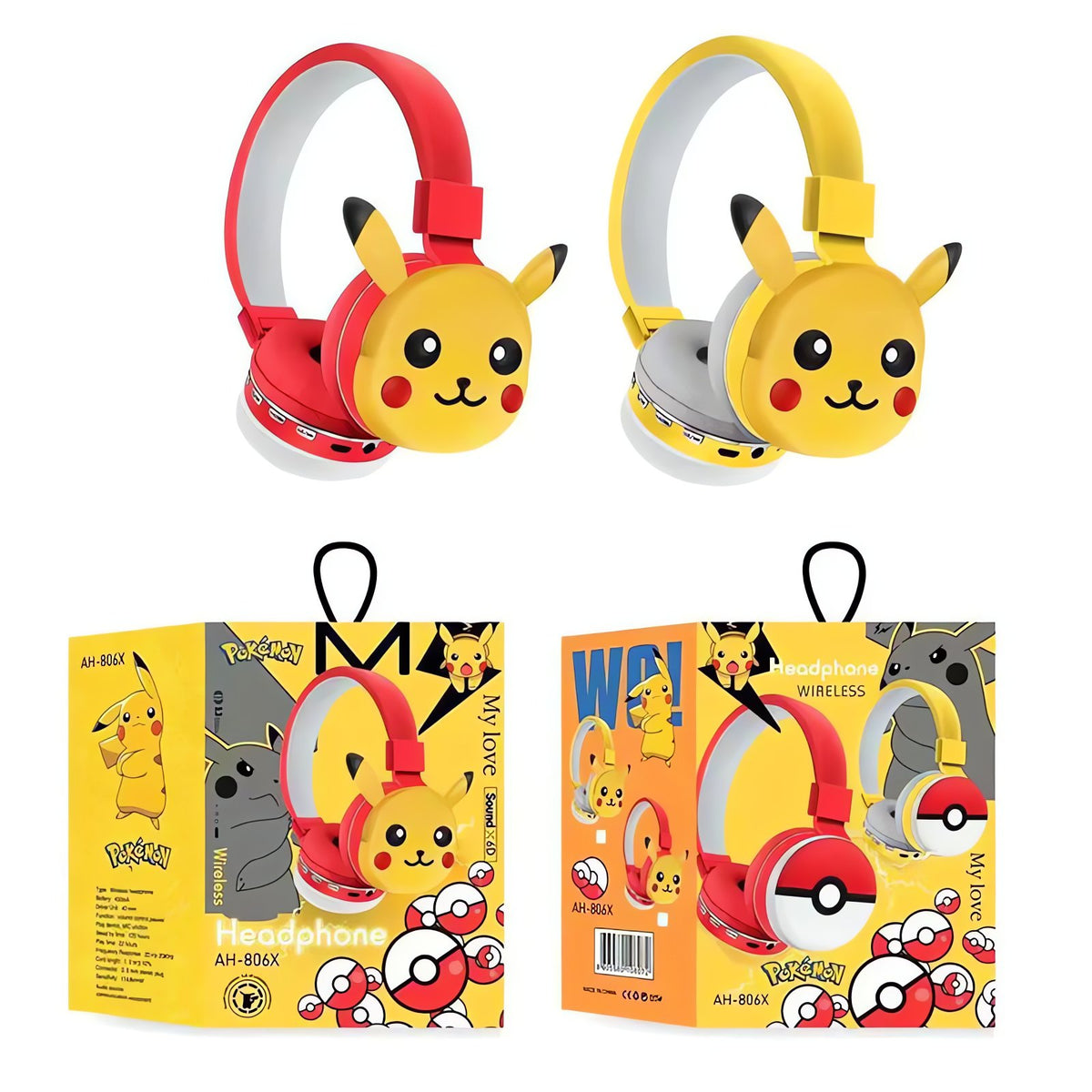 Pikachu 3D Bluetooth headphones for kids