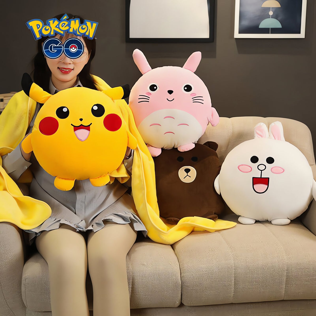 Pikachu 3D plush cushion, 35 x 35cm