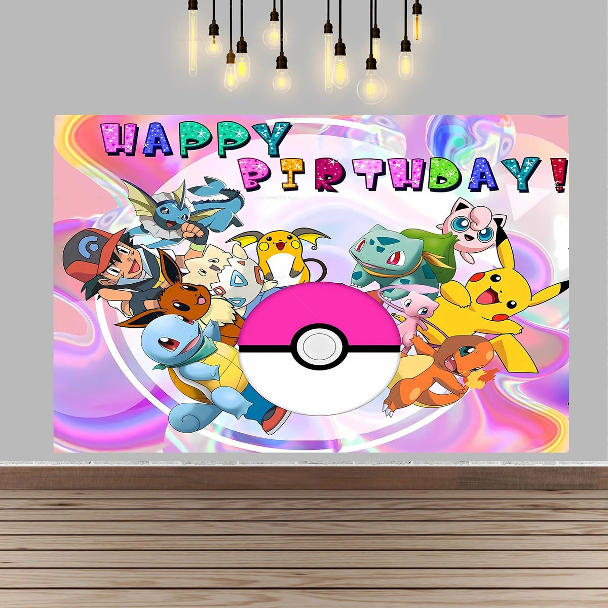 Pikachu birthday party backdrop banner – Style 10