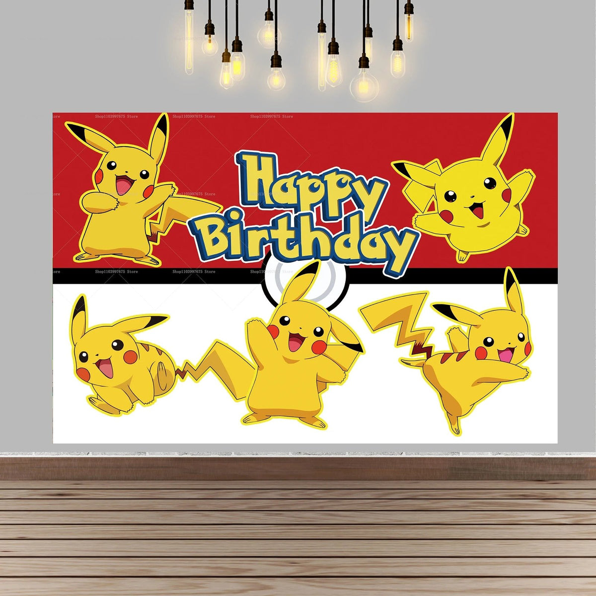 Pikachu birthday party backdrop banner – Style 11