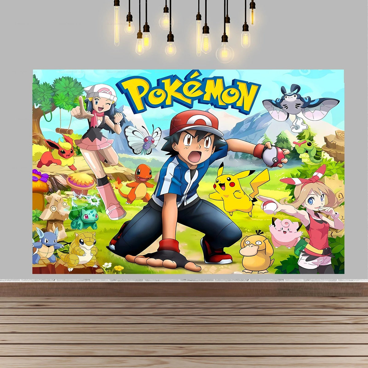 Pikachu birthday party backdrop banner – Style 7