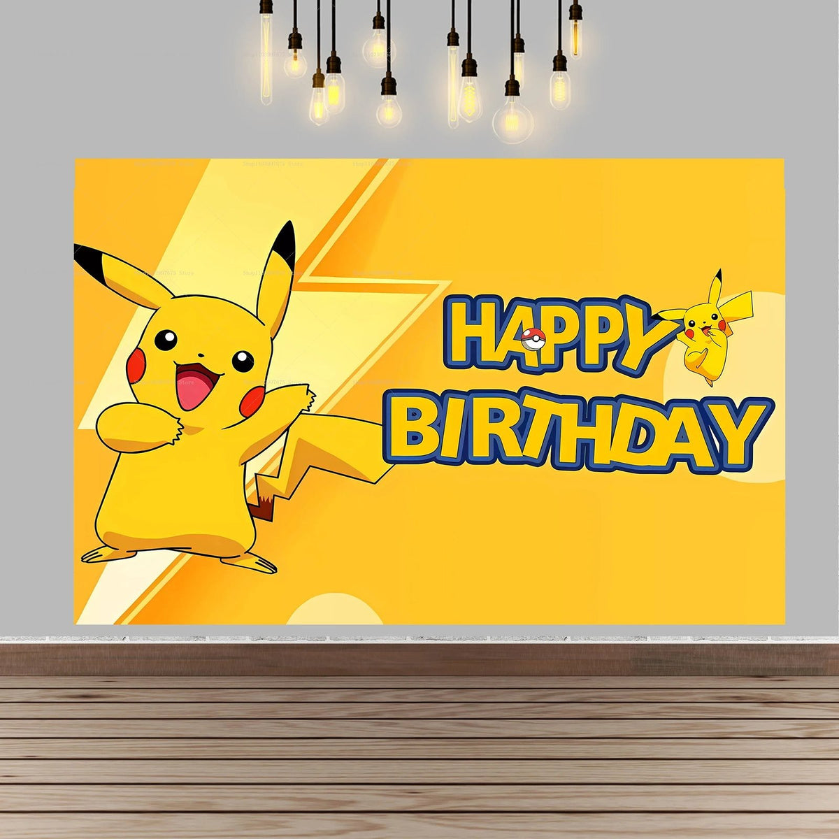 Pikachu birthday party backdrop banner – Style 8