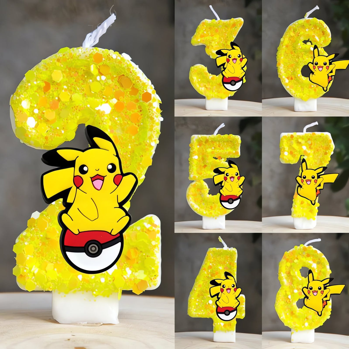 Yellow Pikachu birthday number candle